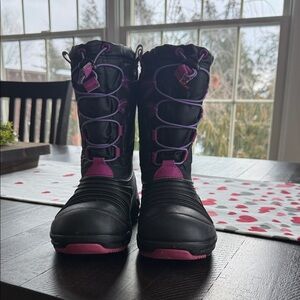 Black and Pink Snow Boots